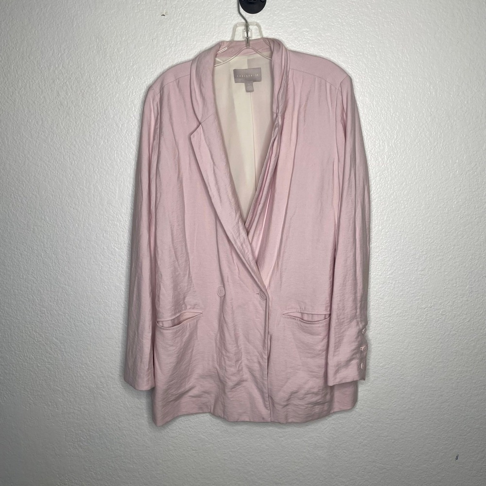 Chelsea 28 Womens Pink Double Breasted Shawl Lapel Blazer Jacket Size M